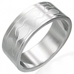 Šperky eshop -  Oceľový prsteň so spermiami a dvoma pásikmi K18.8 - Veľkosť: 54 mm