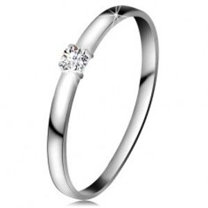 Šperky eshop - Briliantový prsteň v bielom 14K zlate - diamant čírej farby, lesklé ramená BT180.72/78 - Veľkosť: 52 mm