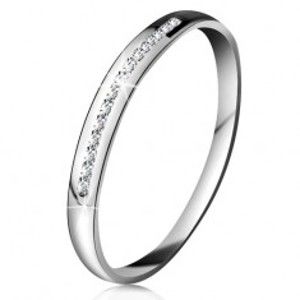 Šperky eshop - Briliantový prsteň v bielom 14K zlate - ligotavá línia drobných čírych diamantov BT181.90/96/502.90/91 - Veľkosť: 49 mm