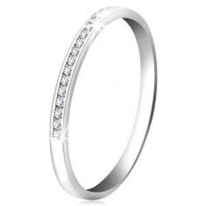 Šperky eshop - Briliantový prsteň z bieleho 14K zlata - ligotavá línia drobných čírych diamantov BT502.43/49 - Veľkosť: 49 mm