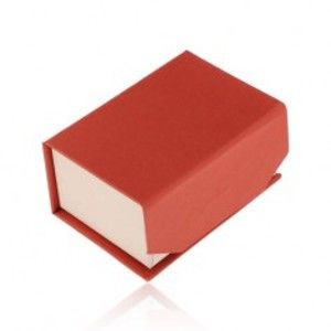 Šperky eshop - Červeno-béžová krabička na prsteň alebo náušnice, magnetické zatváranie Y55.16