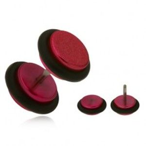 Šperky eshop - Červený fake plug do ucha, lesklé akrylové kolieska PC01.10