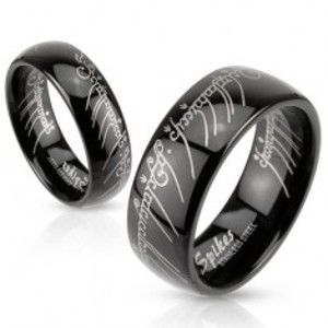 Šperky eshop - Čierna oceľová obrúčka s motívom Pána prsteňov BB13.03 - Veľkosť: 51 mm
