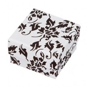 Šperky eshop - Čierno-biela krabička na náušnice s motívom kvetov Y26.11