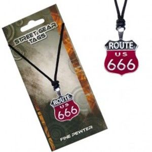 Šperky eshop - Čierno-červený náhrdelník na šnúrke, značka Route 666 S4.15