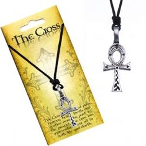Šperky eshop - Čierny náhrdelník - egyptský kríž s vyrytými líniami S5.19