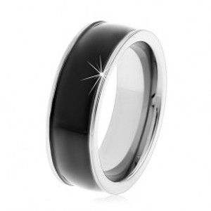 Šperky eshop - Čierny tungstenový hladký prsteň, jemne vypuklý, lesklý povrch, úzke okraje AB33.02 - Veľkosť: 64 mm