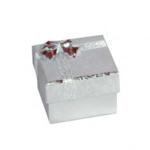 Šperky eshop - Darčeková krabička na náušnice - strieborné lesklé ruže, mašľa, 50 mm Y4.7