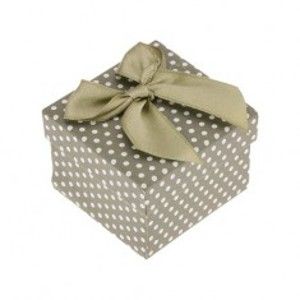 Šperky eshop - Darčeková krabička na prsteň alebo náušnice, zelený povrch, bodky, mašľa Y40.5