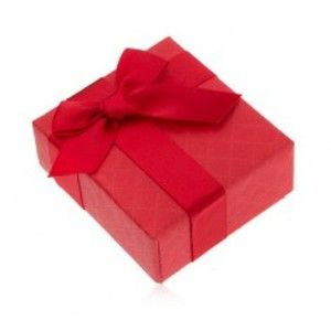 Darčeková krabička na prsteň, červená farba, mašlička, ozdobný vzor