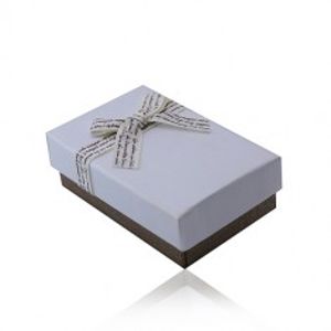 Darčeková krabička s mašľou na set alebo náhrdelník - bielo-hnedá kombinácia