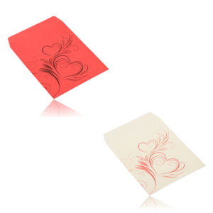 Darčeková obálka z matného papiera - motív srdiečkového ornamentu - Farba: Červená