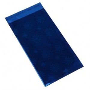 Šperky eshop - Darčekový sáčok z celofánu modrej farby s kvetinovým motívom GY32