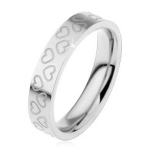 Šperky eshop - Detský prsteň z ocele 316L, strieborná farba, obrysy malých srdiečok H3.11 - Veľkosť: 49 mm
