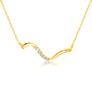Diamantový náhrdelník zo 14K žltého zlata - nepravidelná zvlnená línia, číre brilianty
