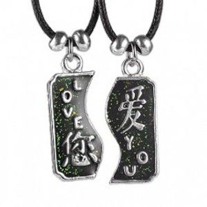 Šperky eshop - Dvojdielny náhrdelník LOVE YOU s čínskymi znakmi AB31.17