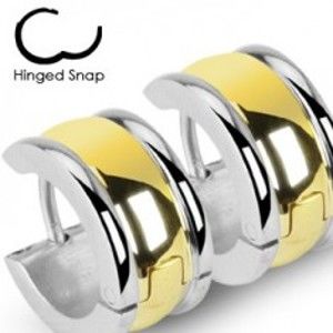 Šperky eshop - Dvojfarebné oceľové náušnice s vypuklým pruhom a úzkymi okrajmi X14.10