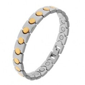 Šperky eshop - Dvojfarebný náramok z chirurgickej ocele, kruhy v zlatom odtieni, magnety Z23.06