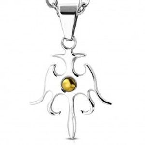 Šperky eshop - Dvojfarebný prívesok z chirurgickej ocele - vyrezávaný kmeňový motív SP85.28