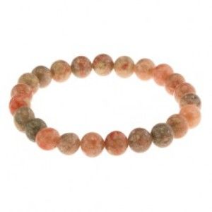 Šperky eshop - Elastický náramok, korálky z prírodného kameňa, zelené a oranžové odtiene Z35.1