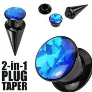 Šperky eshop - Expander a plug 2-in-1 čierny N30.23 - Hrúbka: 10 mm