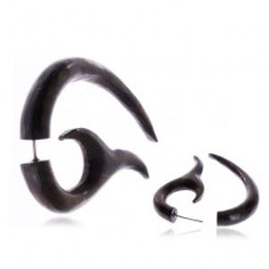 Šperky eshop - Fake expander do ucha z dreva - štíhly rozdvojený háčik AA41.07
