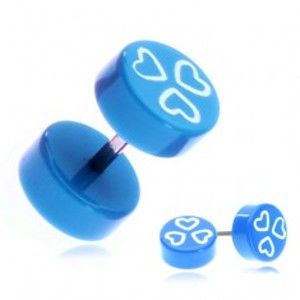 Šperky eshop - Fake piercing do ucha z akrylu - modré kolieska a srdiečka PC33.17