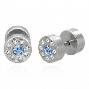 Šperky eshop - Fake plug - modrý a priesvitné zirkóny, pár G14.10