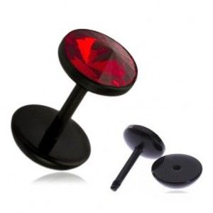 Šperky eshop - Fake plug do ucha - akrylový, brúsený zirkón červenej farby PC31.20