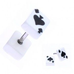 Šperky eshop - Fake plug z akrylu s hracou kartou - symbol piky PC33.19