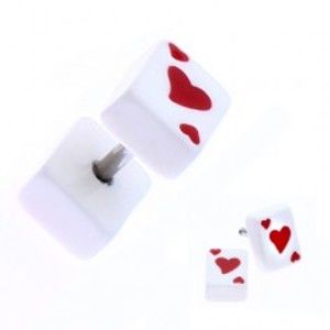 Šperky eshop - Fake plug z akrylu s hracou kartou - symbol srdce PC29.02