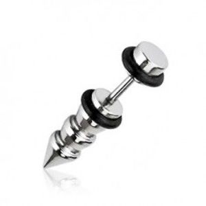 Šperky eshop - Fake taper z chirurgickej ocele - hrot, gumičky F14.13