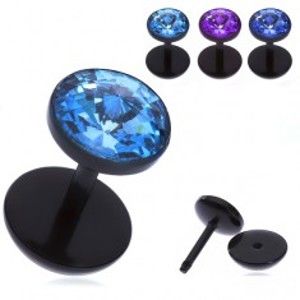 Šperky eshop - Falošný akrylový piercing do ucha - lúčovitý zirkón v objímke PC29.05/07 - Farba zirkónu: Modrá - B