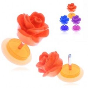 Šperky eshop - Falošný akrylový piercing do ucha - matná farebná ruža PC32.18/20 - Farba piercing: Oranžová