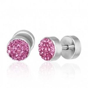 Šperky eshop - Falošný piercing do ucha - ružové zirkóny, pár F11.7