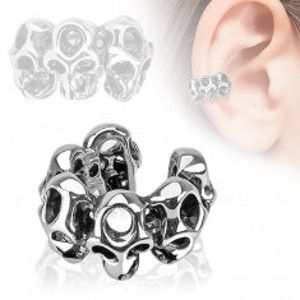 Šperky eshop - Falošný piercing do ucha, lebky, ródiovaný povrch S67.11
