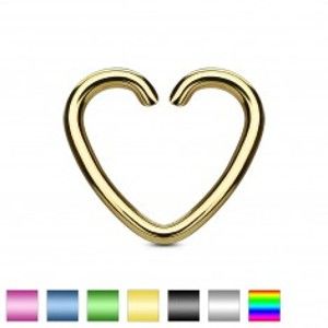 Šperky eshop - Falošný piercing do ucha z titánu - farebné srdce N2.04 - Farba piercing: Zlatá