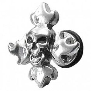 Šperky eshop - Falošný piercing lebka s plameňmi E11.18