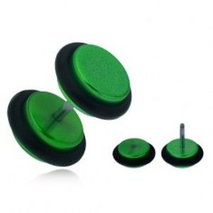Šperky eshop - Falošný plug do ucha, lesklé zelené akrylové kolieska PC01.17