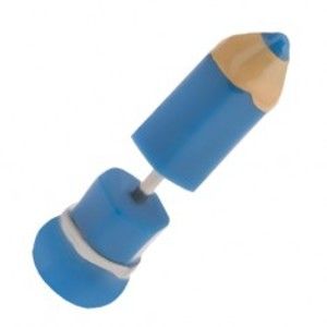 Šperky eshop - Falošný plug do ucha z akrylu, modrá ceruzka PC20.29