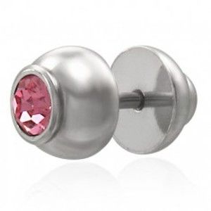 Šperky eshop - Falošný plug s ružovým zirkónom E14.17