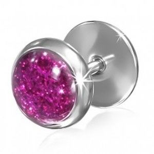 Šperky eshop - Falošný plug z ocele - trblietavý ružový kruh W02.01