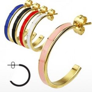 Šperky eshop - Farebné puzetové náušnice, kruhový segment z chirurgickej ocele AA22.15 - Farba: Červená