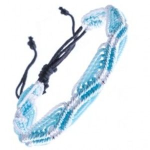 Šperky eshop - Farebný pletený náramok - modro-biele vlnky zo šnúrok Z13.13