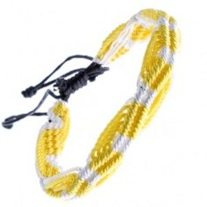 Šperky eshop - Farebný pletený náramok - žlto-biele vlnky zo šnúrok Z13.10