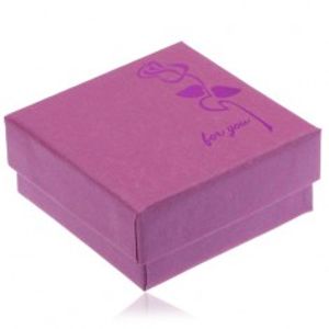 Šperky eshop - Fialovo-ružová krabička na náušnice, lesklá cyklaménová ruža Y4.2