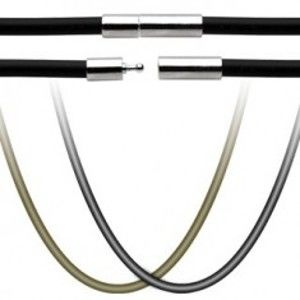 Šperky eshop - Gumená šnúrka na prívesok - uzáver z chirurgickej ocele A16.8/9/AB28.24 - Dĺžka: 444 mm, Farba: Čierna