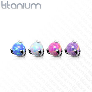 Hlavička z titánu, gulička v puzdre, syntetický opál, závit, rôzne farby, 4 mm - Farba piercing: Biela