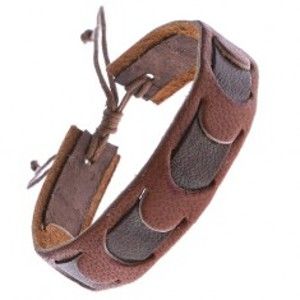 Šperky eshop - Karamelový kožený náramok s tmavým pruhom Z11.15
