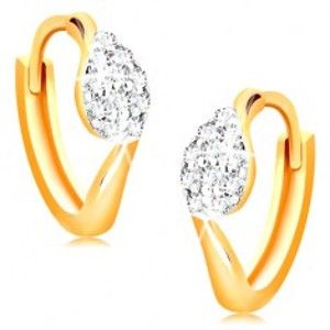 Šperky eshop - Kĺbové náušnice zo 14K zlata - krúžky s kvapkou z čírych zirkónikov GG15.18